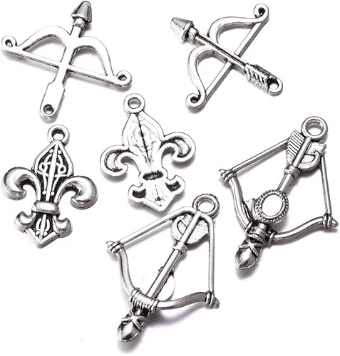 Miniatura 6 de 3.53 oz mezcla de plata antigua arco y flecha encantos colgantes DIY pulseras collar joyería fabricación artesanía al por mayor (A495), Plata, No es
