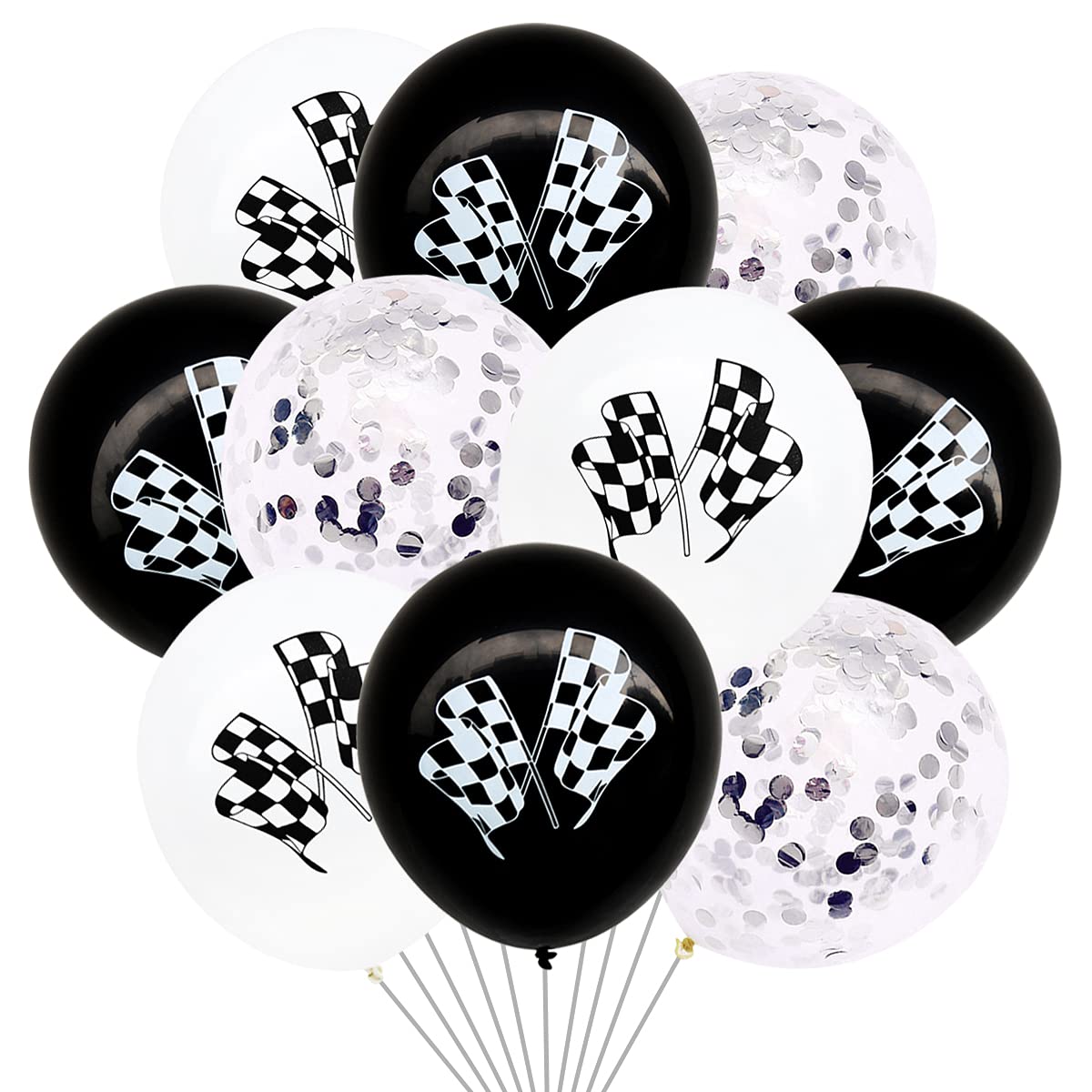 Amazon.com: 30 Pieces Checkered Race Car Latex Balloons Racing Cars ...