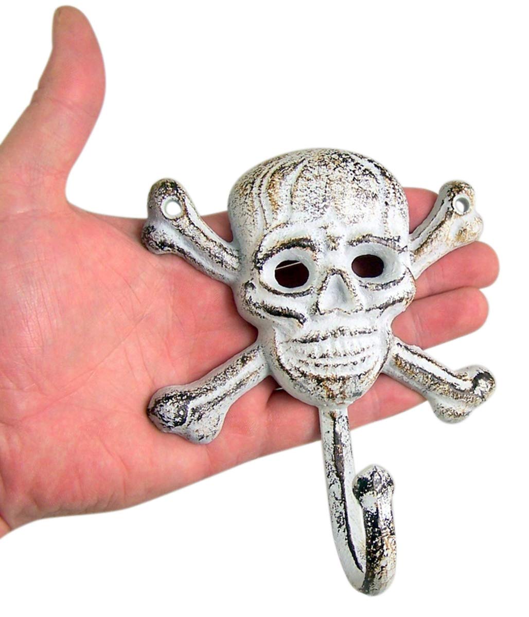 Rustic Cast Iron Pirate Skull And Crossbones Wall Hooks