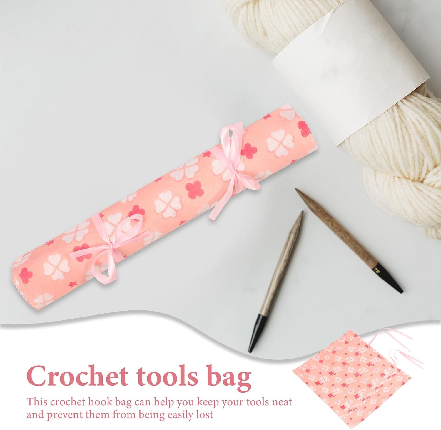 OHPHCALL Knitting Needle Bag and Crochet Hook Organizer Large Capacity 15-Compartment Non-Woven Storage Case for Knitting Tools and Wool Hooks Holder Suitable for Yarn Crafts and Sewing