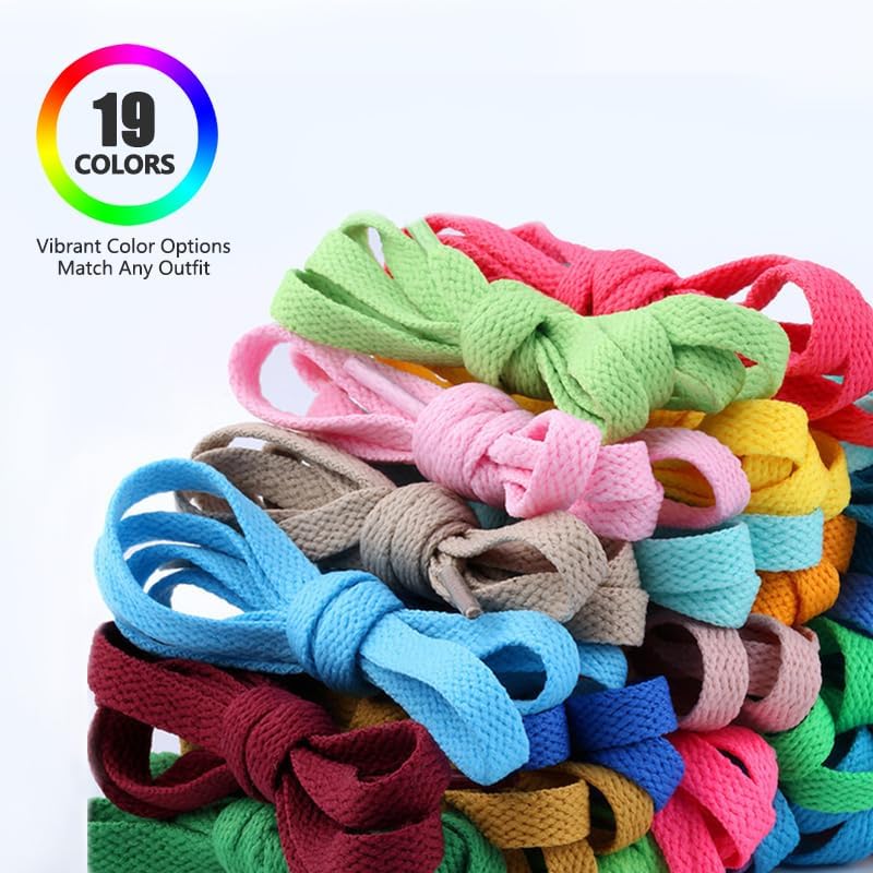 2 Pairs Flat Shoe Laces for Sneakers 5/16" Wide Athletic Shoelaces Boot Strings in 24"-79" for Kids Adults