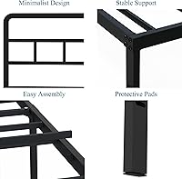 Vista 3 de Metal Platform Twin Bed Frames with Headboard, 14 Inch No Box Spring Needed Heavy Duty Steel Slat Mattress Foundation/Easy Assembly/Noise Free/Black