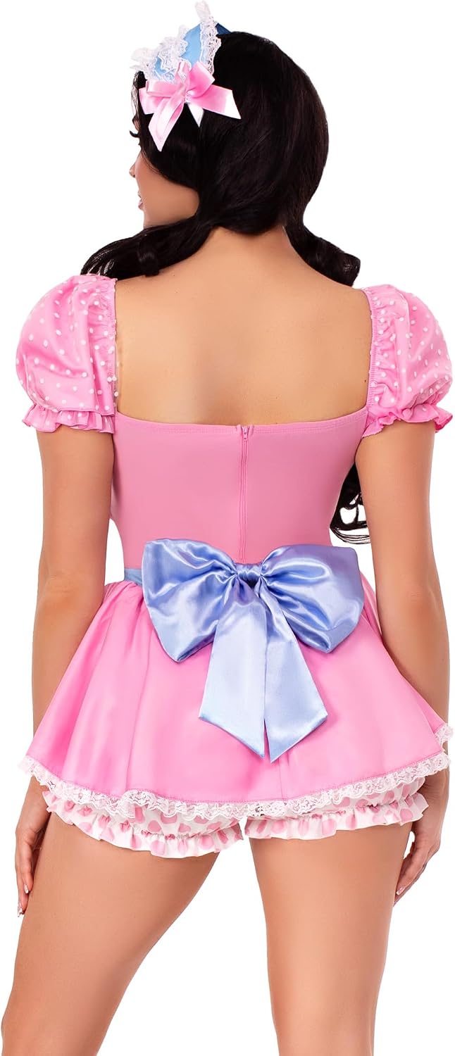 Leg Avenue Womens Bo Peep Sweetie Costume Includes Dotted Bloomer Romper With Bow Accents Pin-on Back Bow and Head Piece