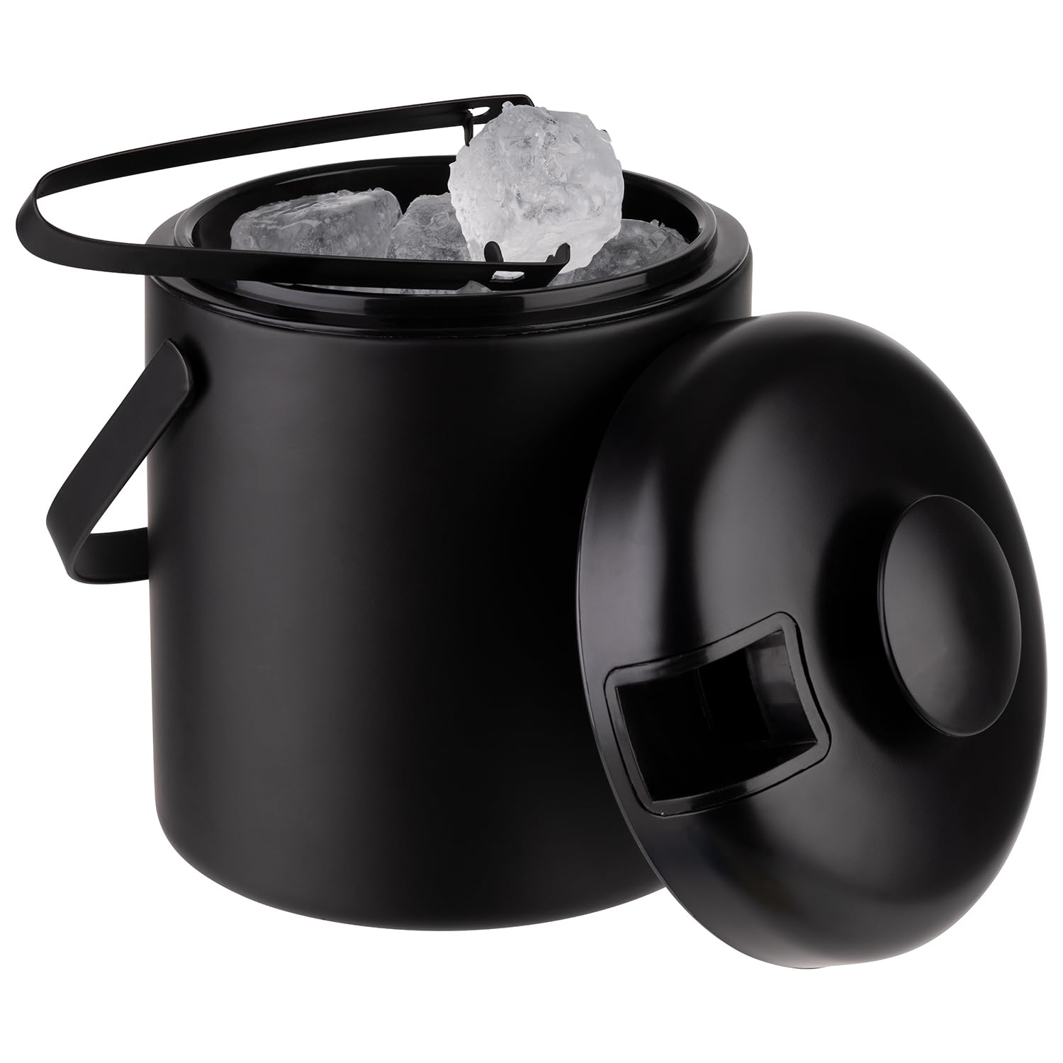 Buddy's Bar - Cubo de Hielo Profesional Negro 1,3 Litros Con Tapa, Pinzas y Rejilla de Goteo - Cubeta Para Almacenamiento