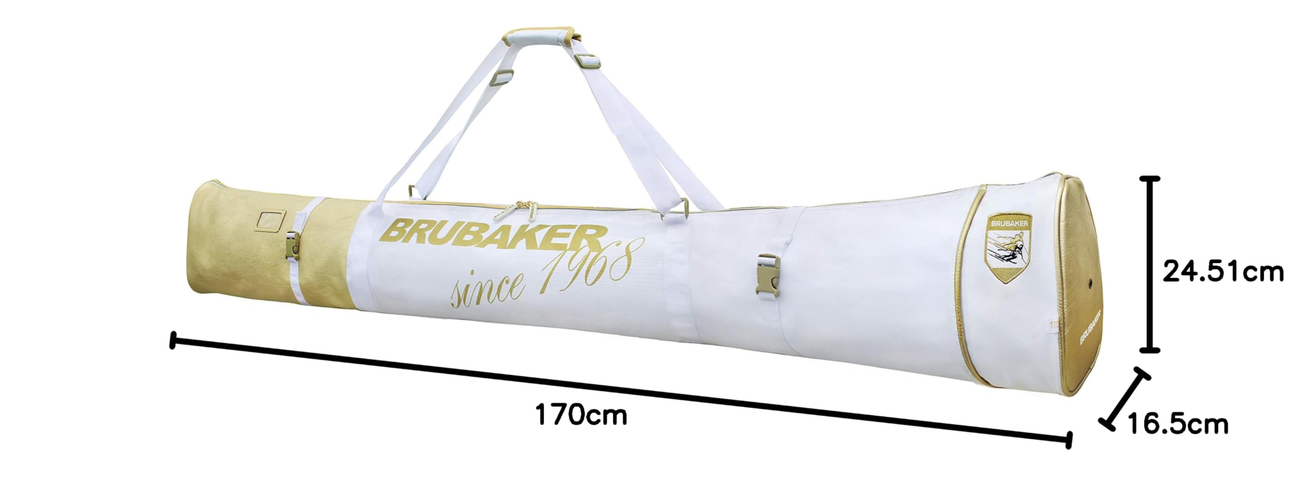 BRUBAKER Carver Pro St. Moritz Skisack für 1 Paar Ski und Stöcke - Weiß Gold - 170 cm