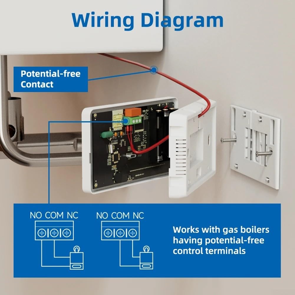 Termostato smart WIFI a batteria per caldaia, termostato ambiente per Tuya Termostati di cronotermostato WiFi a 2 fili a batteria, controllo vocale di per Google e per Alexa