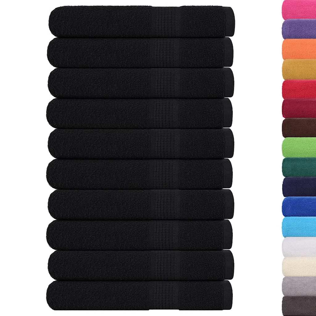 vidaXL Serviettes FROGN 10 pcs Noir 100x200 cm 360 g/m² 100% Coton, Serviette de Plage, Serviette d'invité, Grande Serviette de Plage, Serviette de Bain