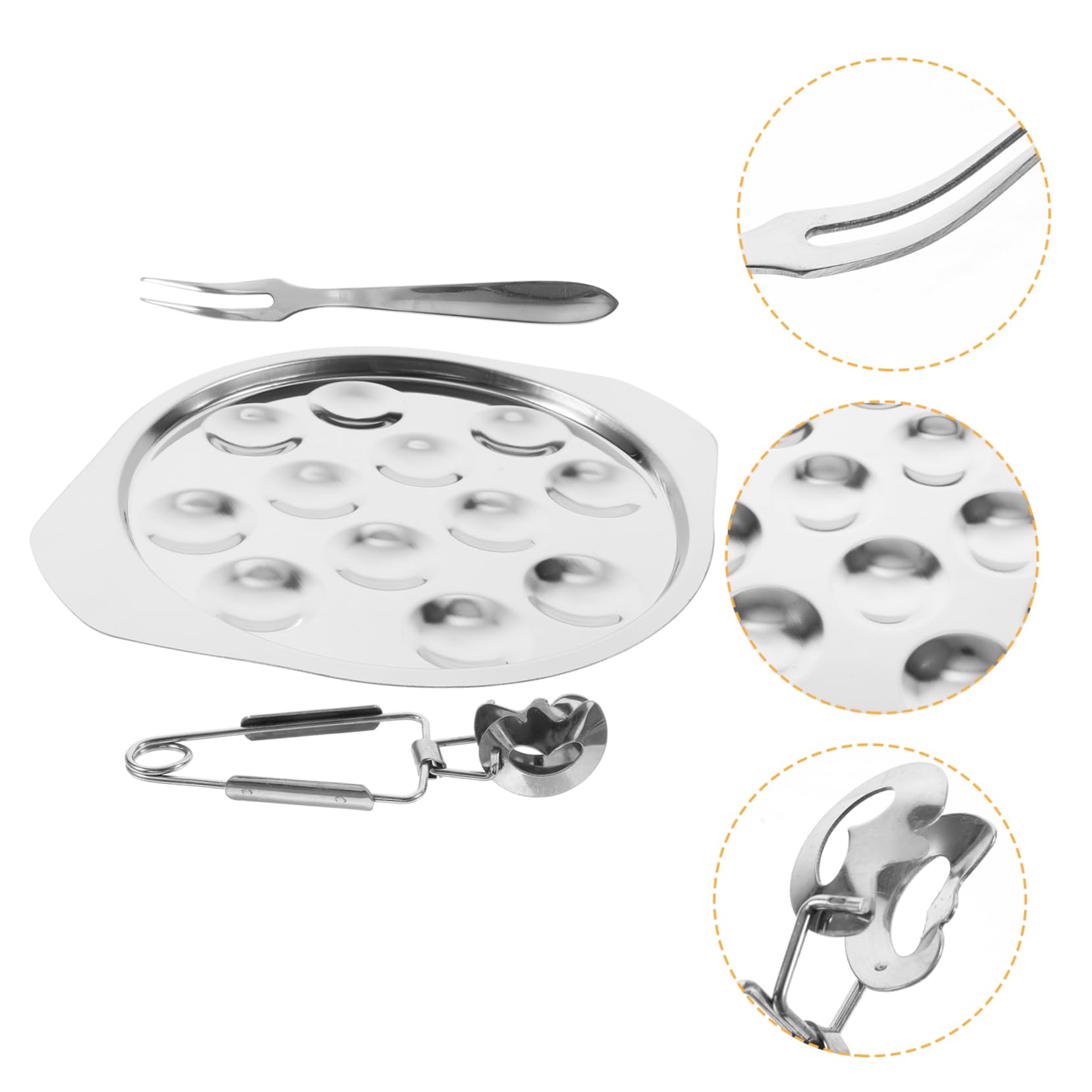 Homoyoyo Plato De Mariscos Acero Inoxidable 12 Compartimentos para Caracoles y Aperitivos Apto para Restaurante y Hogar Juego De 3 Piezas