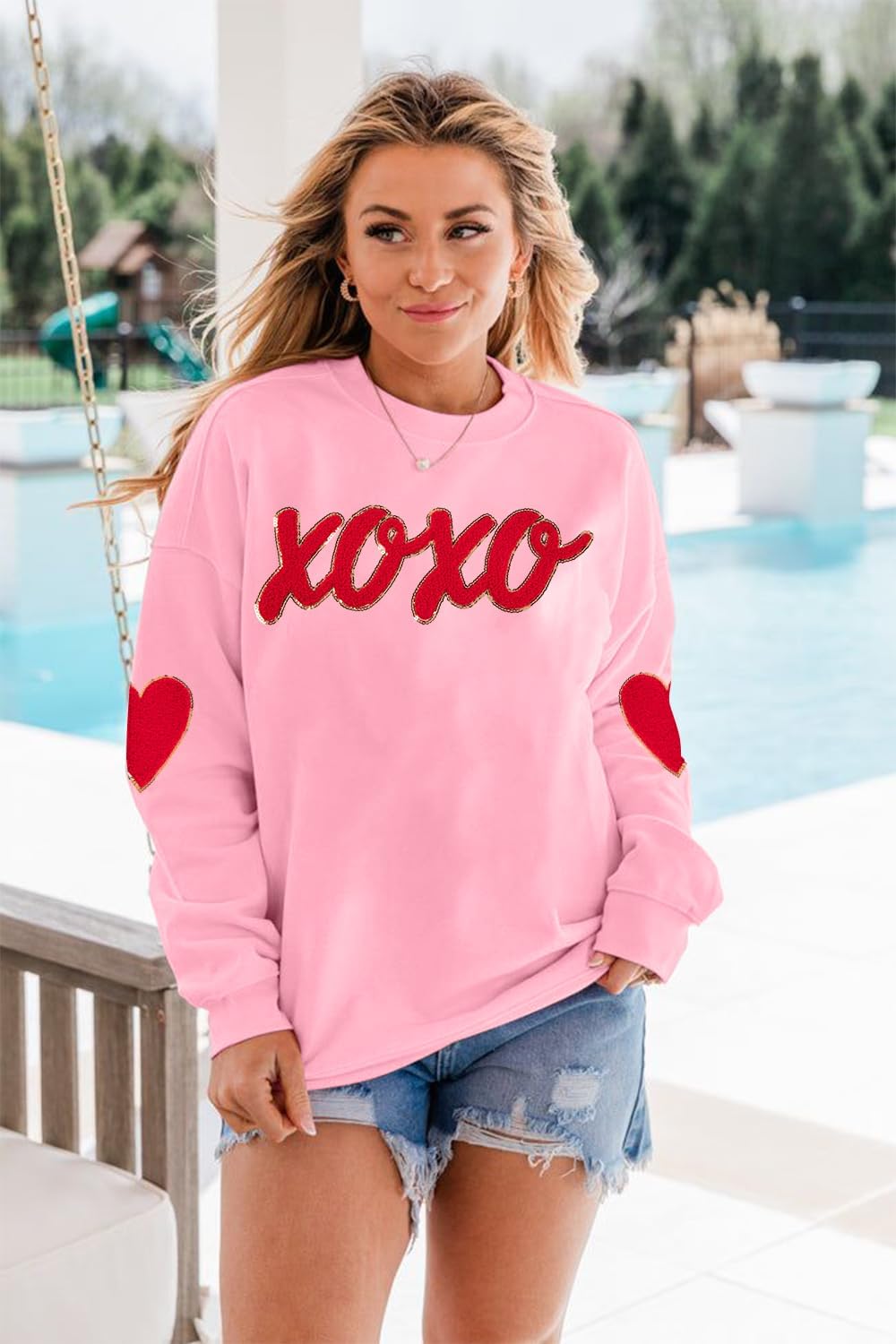 MAXIMGR Valentines Sweatshirt Women Teacher Valentine Shirts sequin Love Heart Graphic Tee Valentine's Day Gift Pullover - Image 5