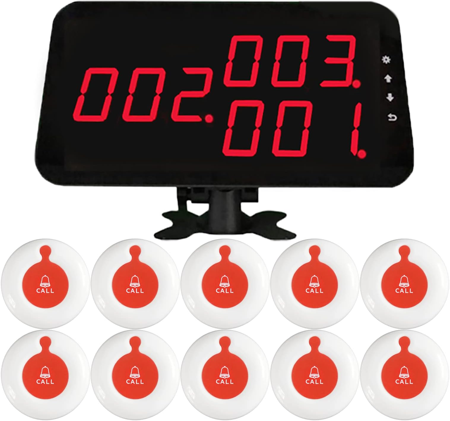 Wireless Calling System Caregiver Pager 3 Digit Number Nurse Call System for Restaurant Hospital Clinic Nursing Home 10 Call Buttons and 1 Monitoring for Customer Patients Seniors KOQICALL (white-red)