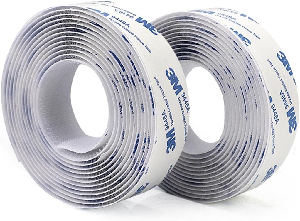3M Hook and Loop Double Sided Tape, Self Sticky Adhesive, Interlocking Tape Sewing Fasteners for Window Fixing, Photo Frames, Mosquito Net, LED Lights, Carpets, Car and DIY, 1 in *10 FT *2 Rolls-White
