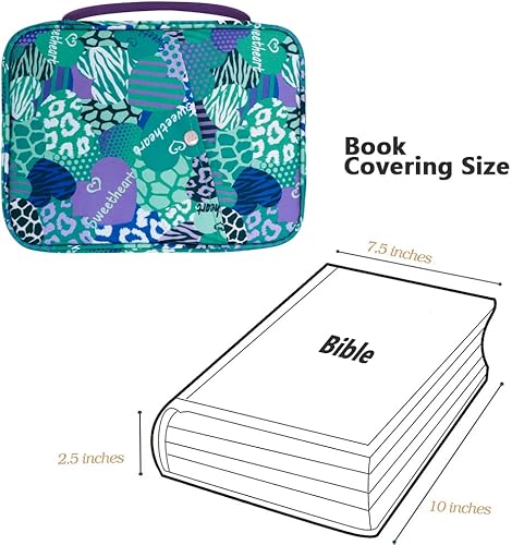 Miniatura 6 de Fundas para la Biblia de corazón para mujeres con asa de transporte, funda de libro con bolsillo con cremallera, funda para la Biblia para mamá,