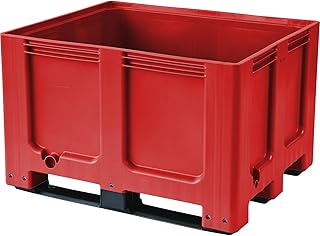 EBP | Palettenbehälter | aus HDPE | LxBxH 1200 x 1000 x 790 mm | 3 Kufen | geschlossen | Rot