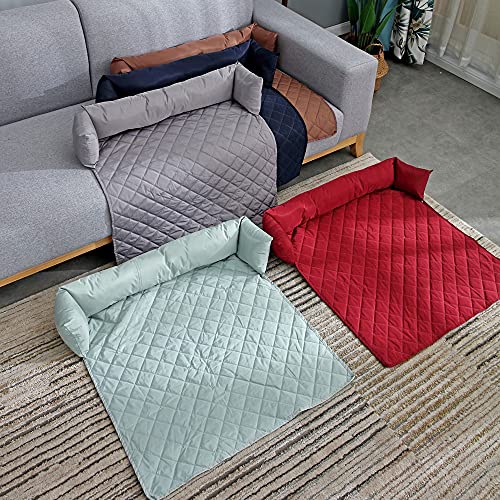 Cama de colchón protectora para perros en sofá manta impermeable roja 4
