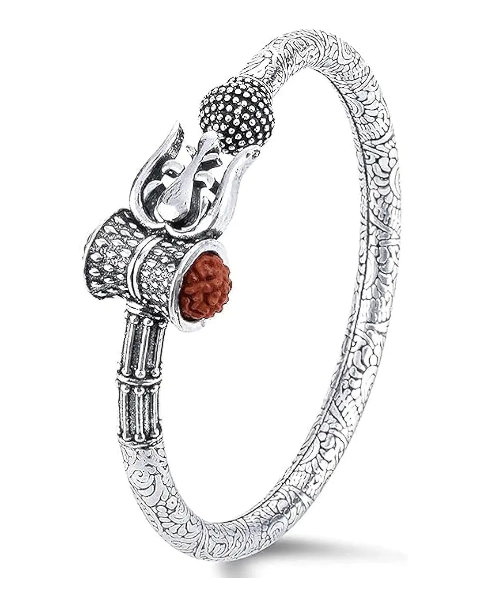 CHARVEE COLLECTIONS Pure Silver Trishul Kada - Mahakal rudraksha Kada (B0DDJ5H5T2) Amazon Price History, Amazon Price Tracker