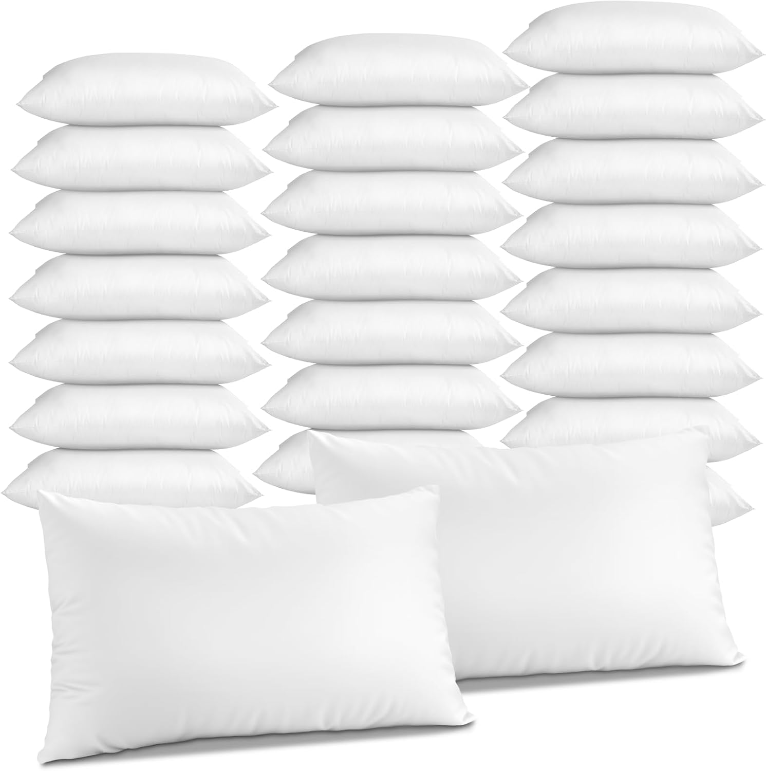 24 Pcs Queen Size Pillows, 30 x 20 Inch Bulk Hotel Pillows Standard Size for Back, Stomach or Side Sleepers Machine Washable, White