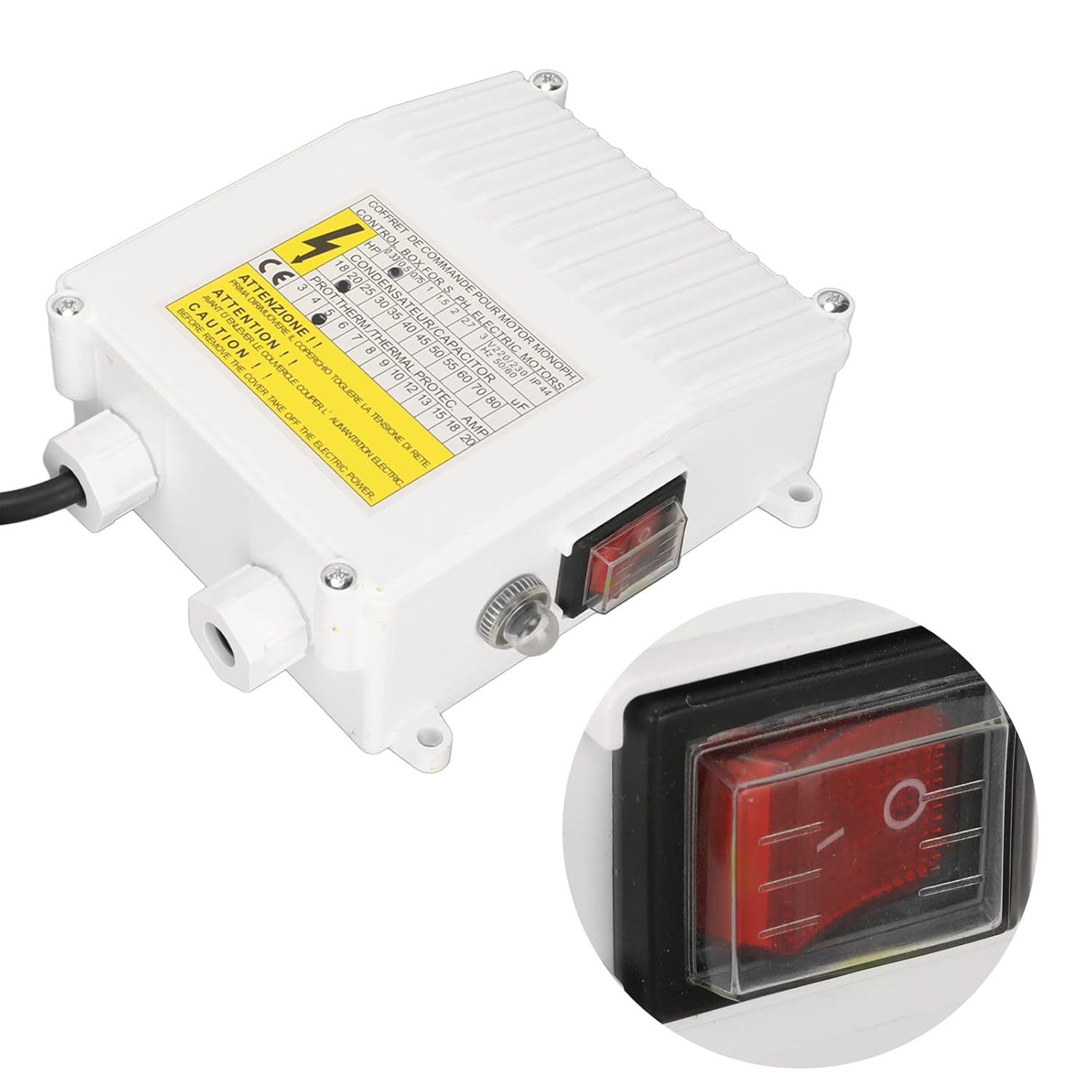 Well Pump Control Box, 550W US Plug 110V Well Pump Pressure Switch Deep Well Pump, in Thermal Circuit Breaker Controller for Deep Well Submersible Household Suction Pumps