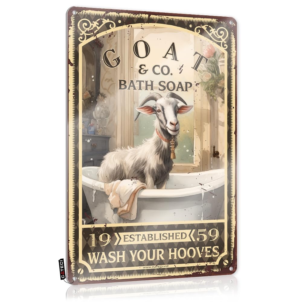 MWFKKADDB Sarcastic Metal Signs Goat Bath Soap Wash Your Paws Tin Sign Garden Wall Artvintage Signsnail Room Decormens Bathroom Decor Metal Sign Funny Home Decor For Men(30X40CM)
