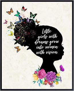 Black African American Girls Motivational Wall Decor - 8x10 Home Decoration, Wall Art Poster for Toddler, Little Girls Bedroom, Kids Room, Baby Nursery - Girly Inspirational Gifts - Daughter Gifts