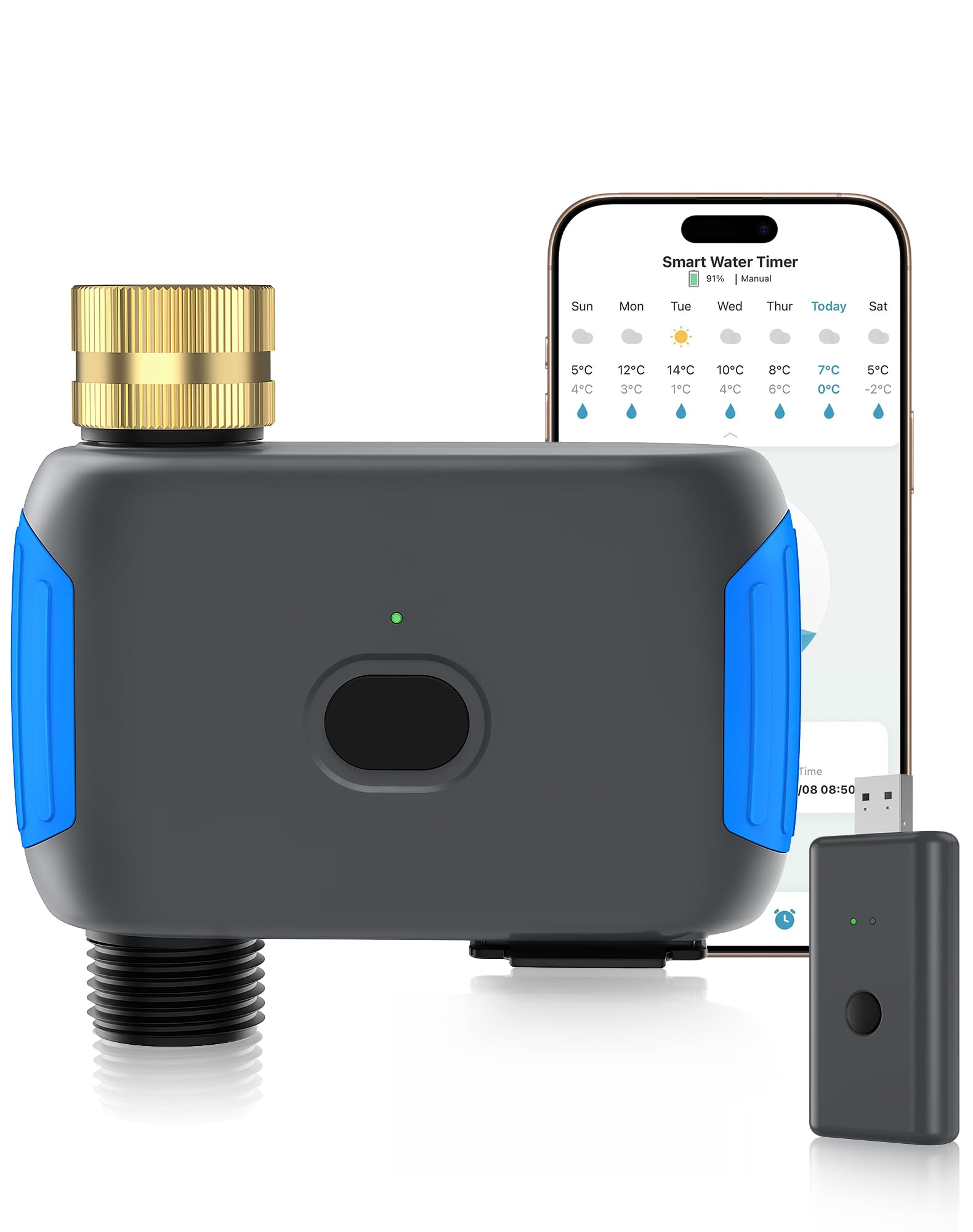 WiFi Sprinkler Timer, Smart Bluetooth Hose Timers, Water Timer for Garden Hose with APP, Digital Automatic Irrigation System Compatible with Alexa Google, for Outdoor Garden Lawn, 2 Outlet