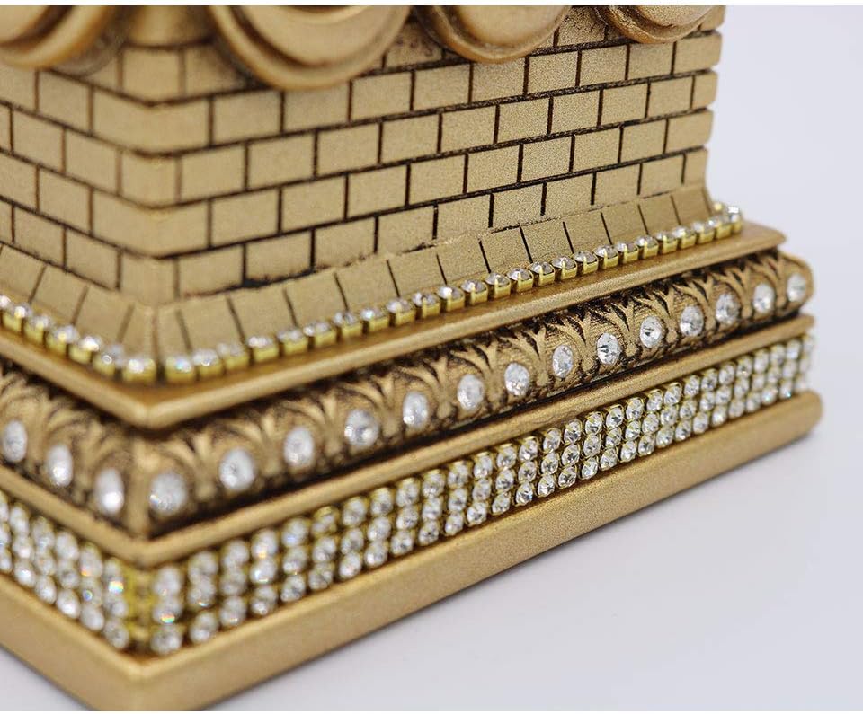 Modefa Islamic Turkish Home Table Decor Kaba Replica Model Showpiece Eid Gift Gold with Car Hanger (Gold, Large)