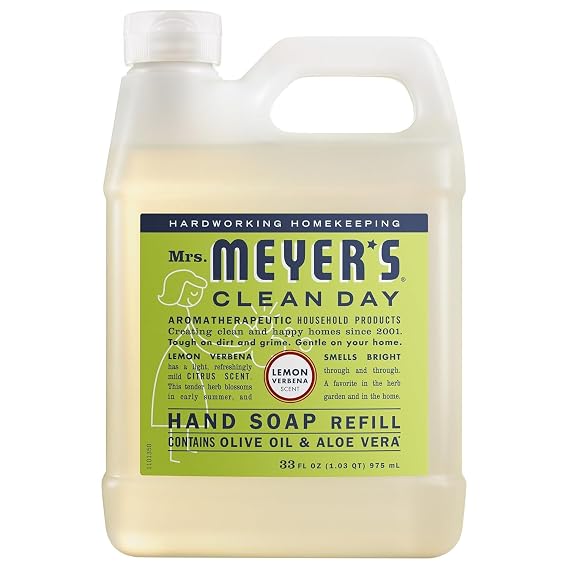 Mrs. MEYER'S CLEAN DAY Liquid Hand Soap Refill Lemon Verbena 33 Fl Oz (Pack of 4)