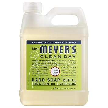 Mrs. MEYER'S CLEAN DAY Liquid Hand Soap Refill Lemon Verbena 33 Fl Oz (Pack of 4)