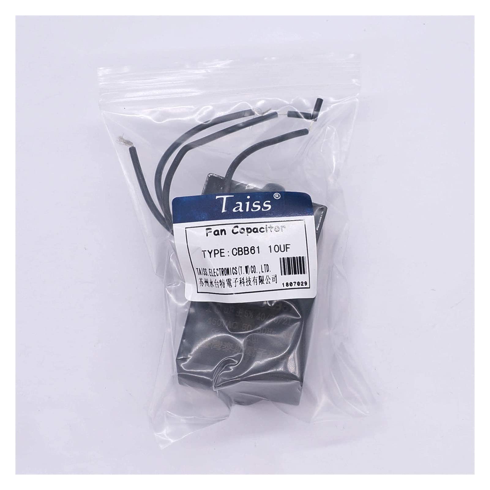 CBB61 - Condensador de ventilador de techo de 4.5uf para New Tech 2 cables, 50/60Hz 450VAC (tamaño: 2pcs-10uf)