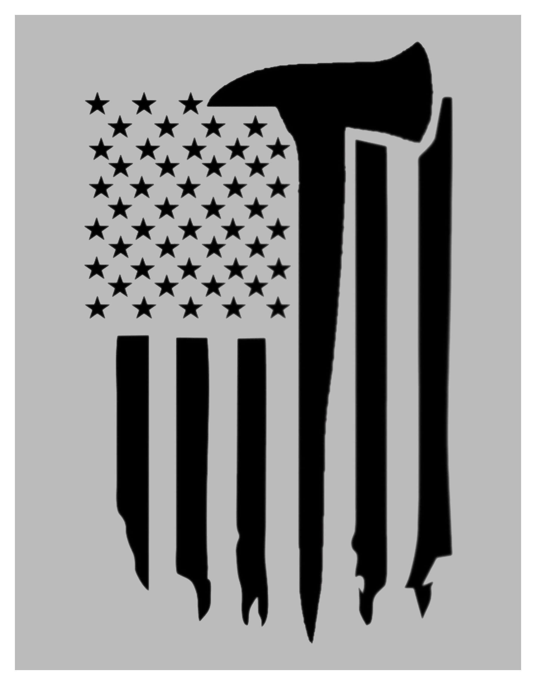 Fireman Axe Fire Flag Reusable Stencil (8.5" x 11" Sheet) for Painting on Walls, Wood, Arts and Crafts (My Custom Stencils)