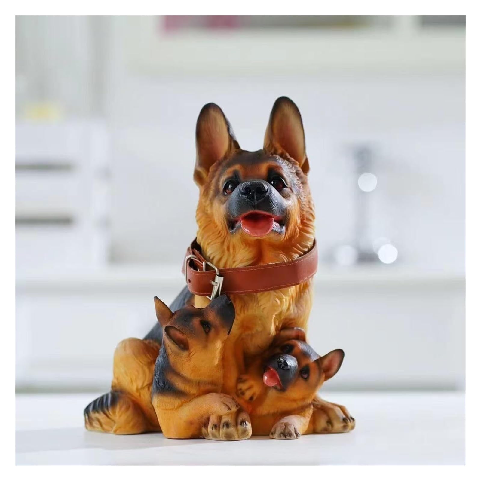 FriendshipHome Home Decor Creative Shepherd Dog Figurine With Puppies Resin Statue Home Decor Table Center Piece