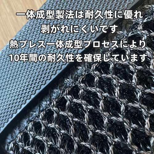 ラグ，両面滑り止め 安全に踏む，ドアマット 生地で作られており、耐摩耗性と強力な，玄関マット，高効率防水，泥落としマット，3Dメッシュデザイン、効果的なほこり除去 (ブラックブルー, 60x90cm) [4]