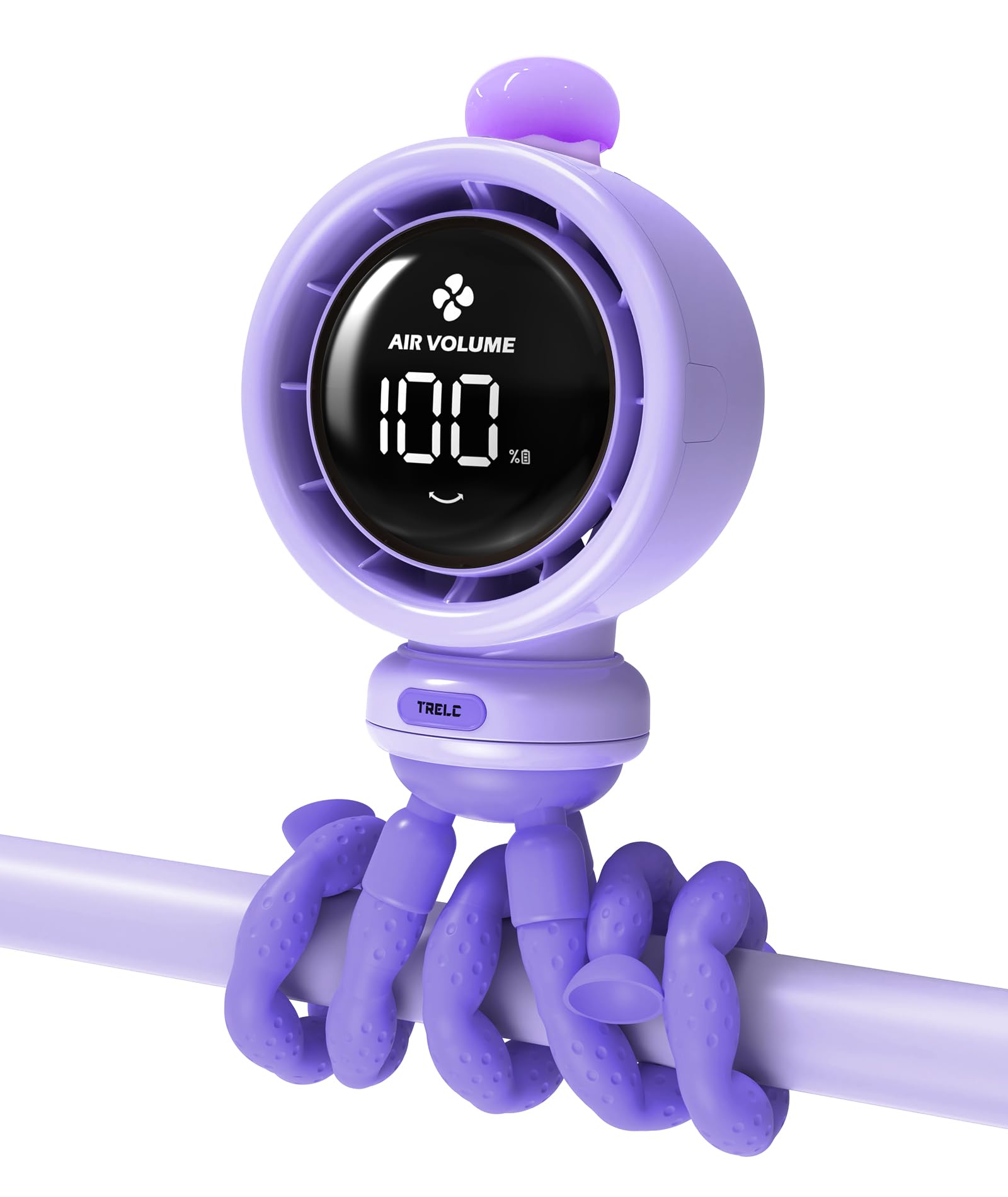 TRELC Ventilatore da passeggino grande, oscillante, turbo da scrivania, ultra silenzioso, con display a LED e luce notturna, 1-100 velocità, 3800 mA, ricaricabile, ventilatore da scrivania per ufficio