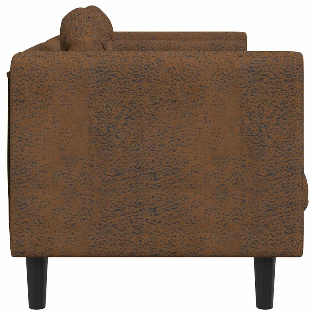 Canapé 2 Places, Causeuse de Salon Fauteuil Sofa 2 Places avec Coussins Marron Similicuir Daim 173,5 x 77 x 70 cm