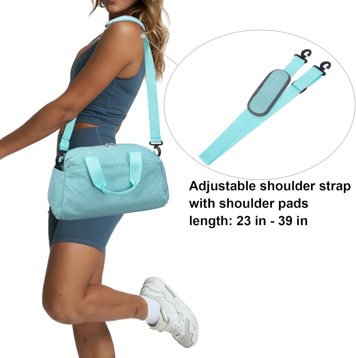 14 inch Small Gym Bag for Women & Men, Mini Duffel Bag for Travel Sports Lightweight Carry On Bag (Light Green) - Image 6