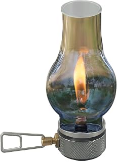 Farol de gas para exteriores con llama ajustable, diseño de cobre resistente y vidrio para camping, senderismo y tiendas de campaña (lámpara de gas)