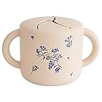 mushie Silicone Snack Cup | Spill Proof Food Container for Toddler and Baby (Lilac Flowers)