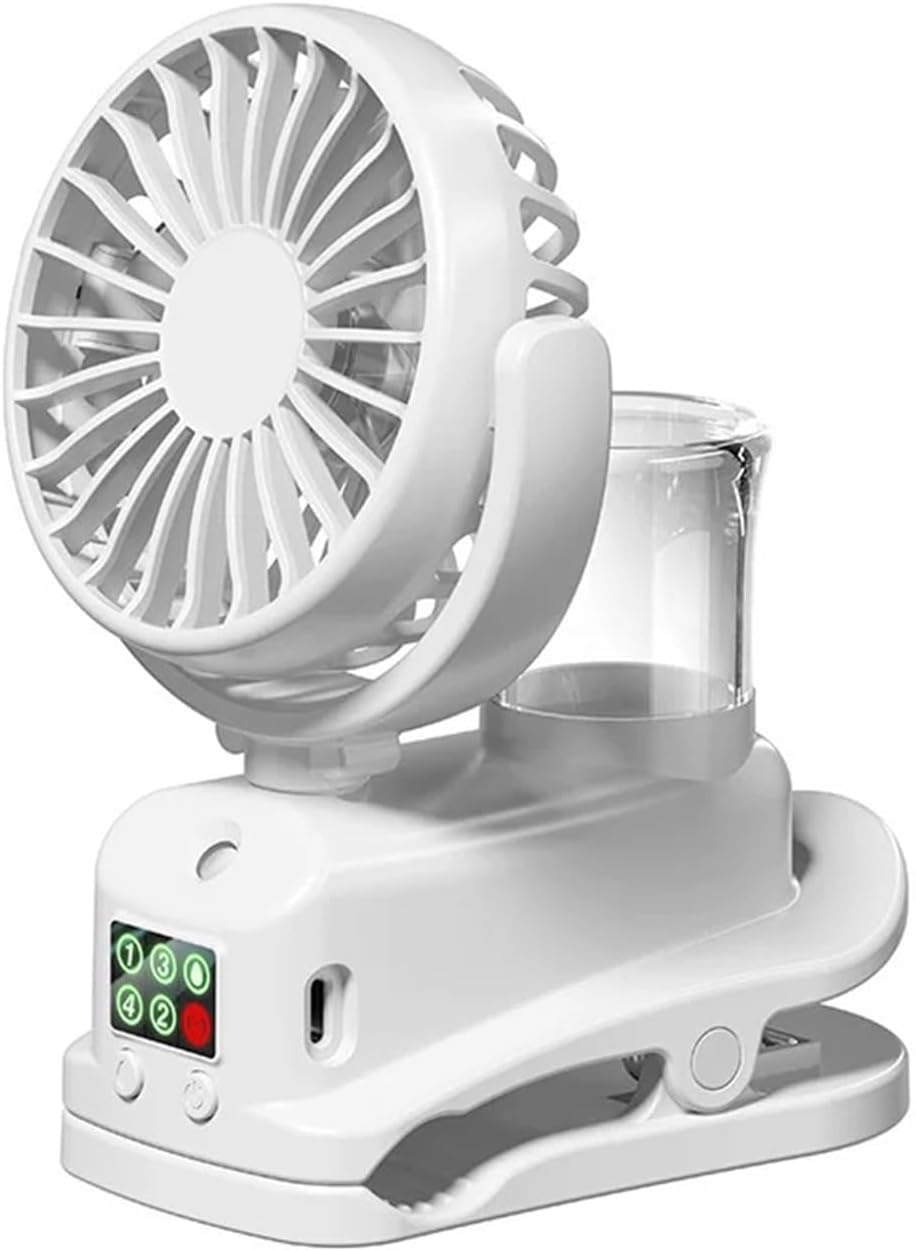 Electric Clip Fan With Spray Rechargeable Quiet Desk Fan Outdoor Portable Fit For Fan Small Cooling Ventilador Air Cooler(WHITE)