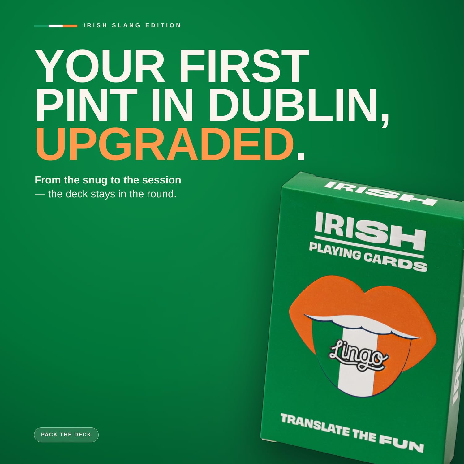 Lingo Irish Slang Spielkarten, 52 lustige Ausdrücke und Sätze, lustiges Kartenspiel, Geschenk für Amerikaner, St. Patrick's Day & Heritage-Liebhaber, Gesprächsstarter für Erwachsene