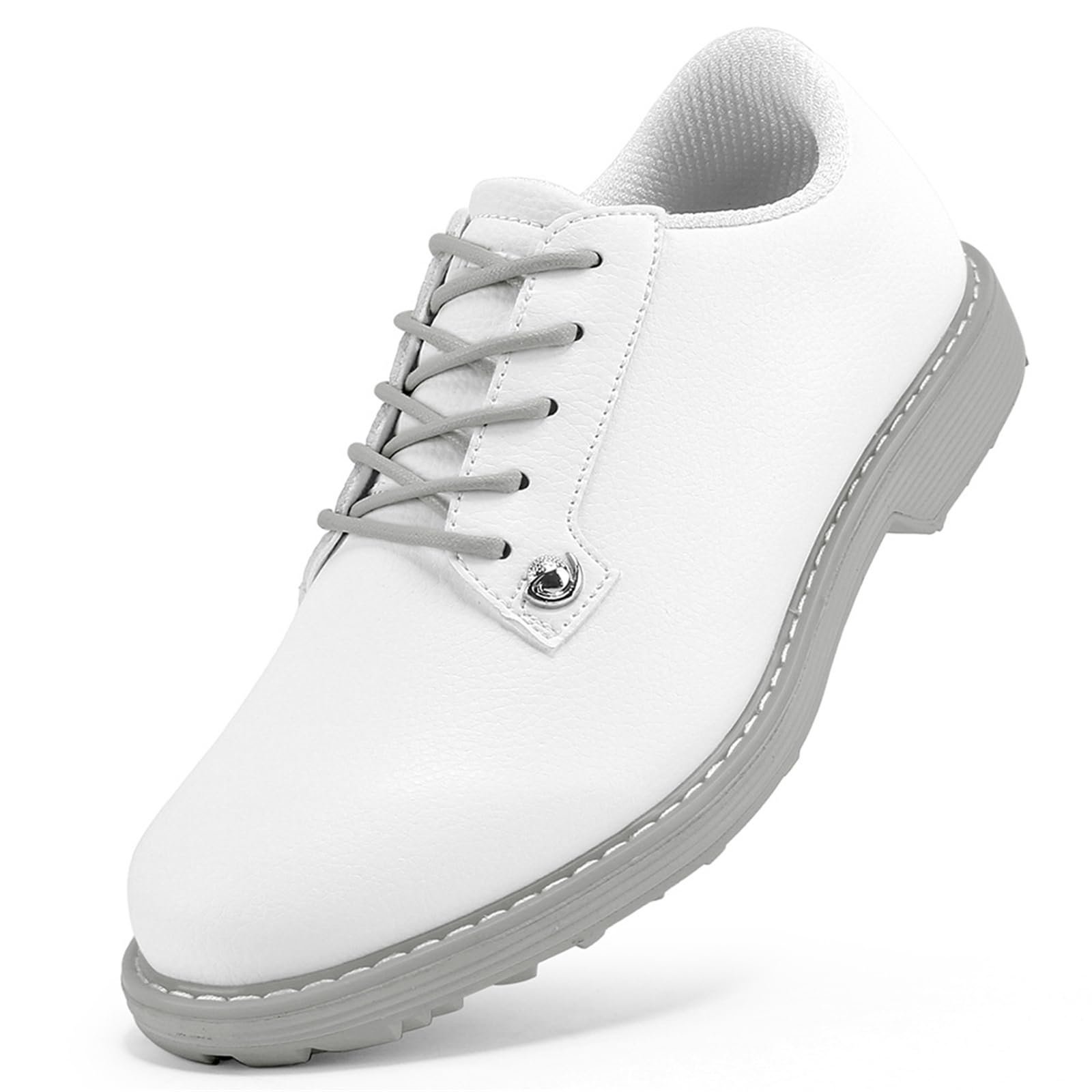 Zapatos De Golf Impermeables Mujer Zapatillas Bajas De Cuero con Cordones para Caminar Antideslizantes Cómodas para Exteriores E Informales