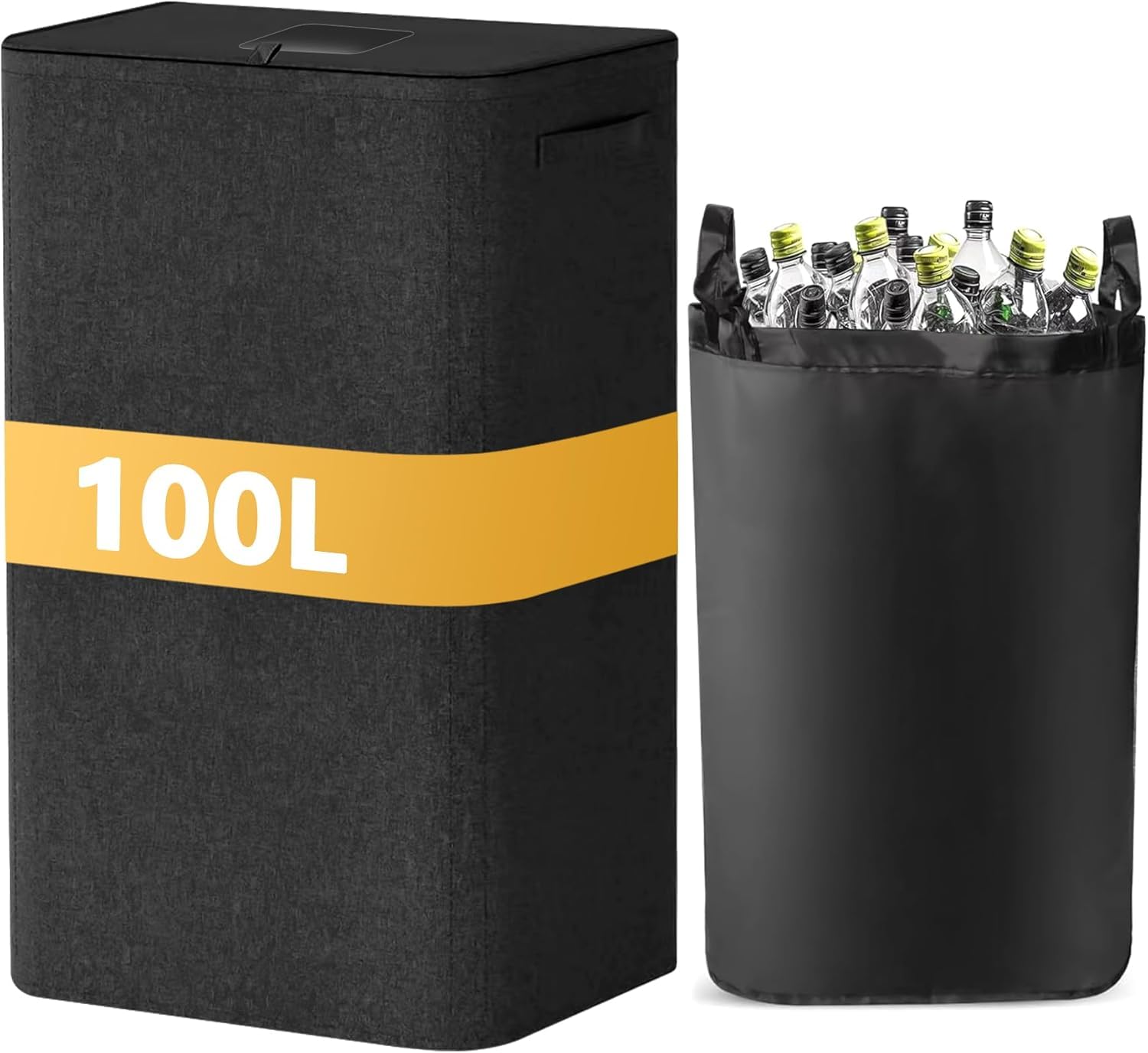 100L Poubelles,Conteneur de collecte de bouteilles,Collecteur de bouteilles perforé avec sac intérieur amovible,Déchets et recyclage poubelle tri des déchets-Poubelle cuisine facile à vider.