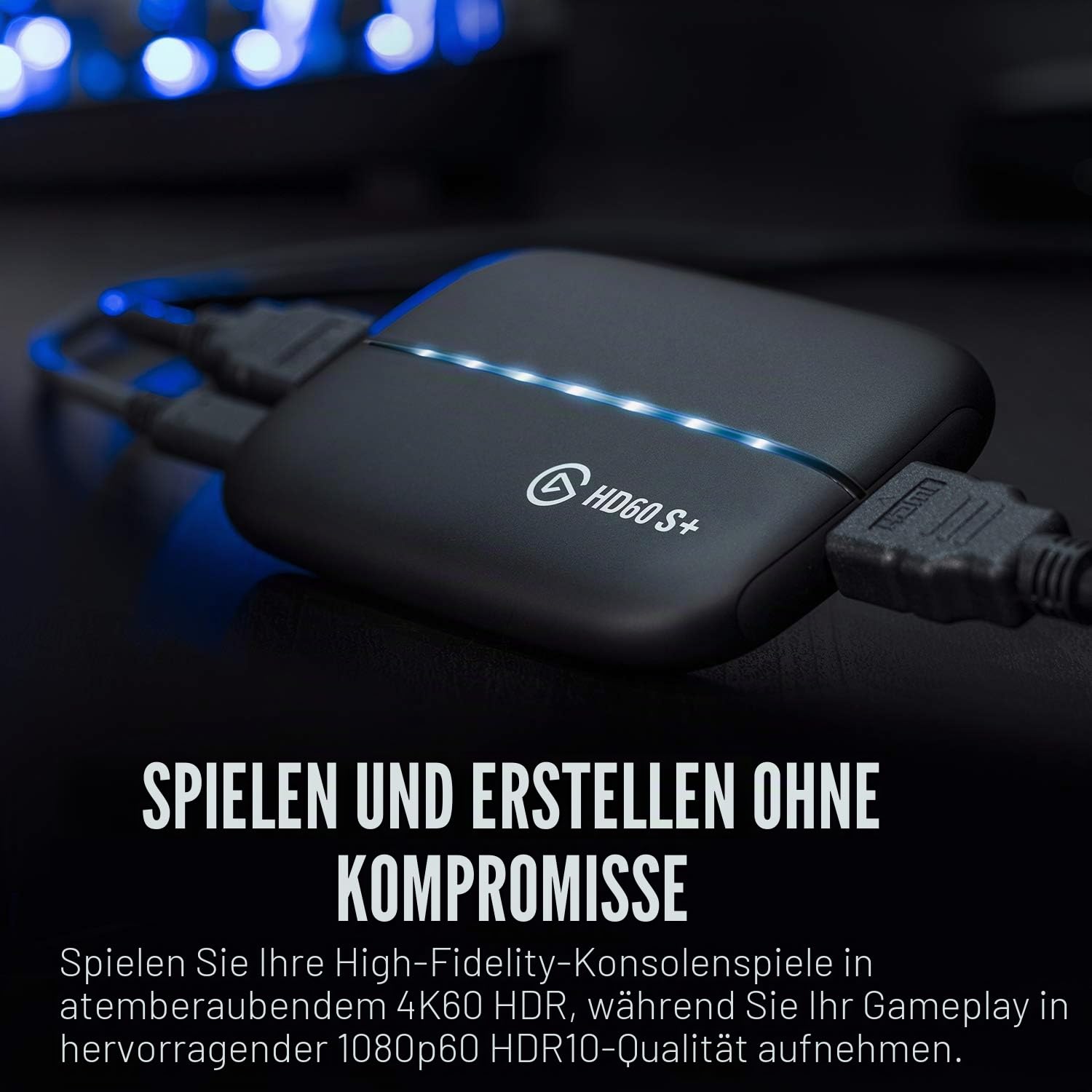 Elgato HD60 S +, externe Aufnahmekarte, streamen & aufzeichnen in 1080p60 HDR10 oder 4K60 mit Ultra-Low-Latency auf PS5, PS4/Pro, Xbox Series X/S, Xbox One X/S, in OBS & mehr, für PC/Mac, Schwarz