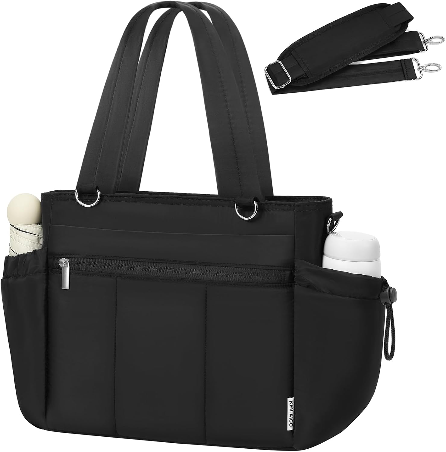 Lunch Box for Women Lunch Bag Tote - Soft Lightweight Large Lunchbox - Insulated Cooler Bag with Adjustable Shoulder Strap for Adult Work Office Camping Outdoor Picnic Travel Beach Shopping 10L Black