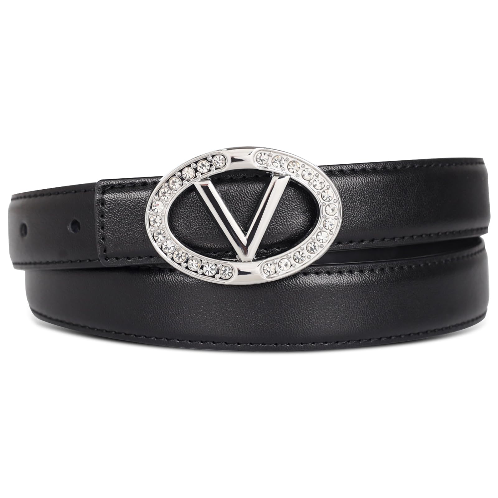 Women's Leather Belt with Buckle - Ideal for Dresses, Jeans, and Coats