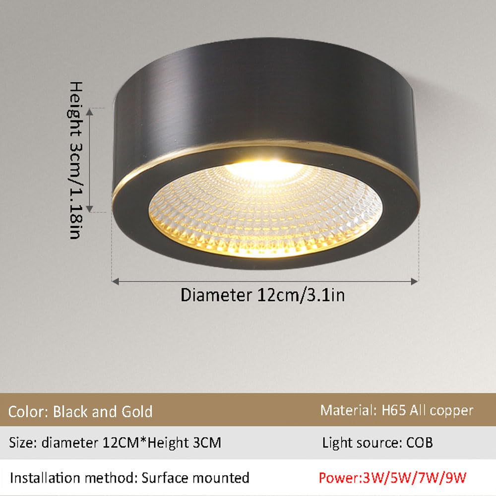 Plafoniera a Superficie da 4,7 Pollici, faretto LED da 3W, 5W, 7W, 9W per Camera da Letto e Cucina, Temperatura di Colore Selezionabile (3CCT), 6000K-5W,6000K-5W