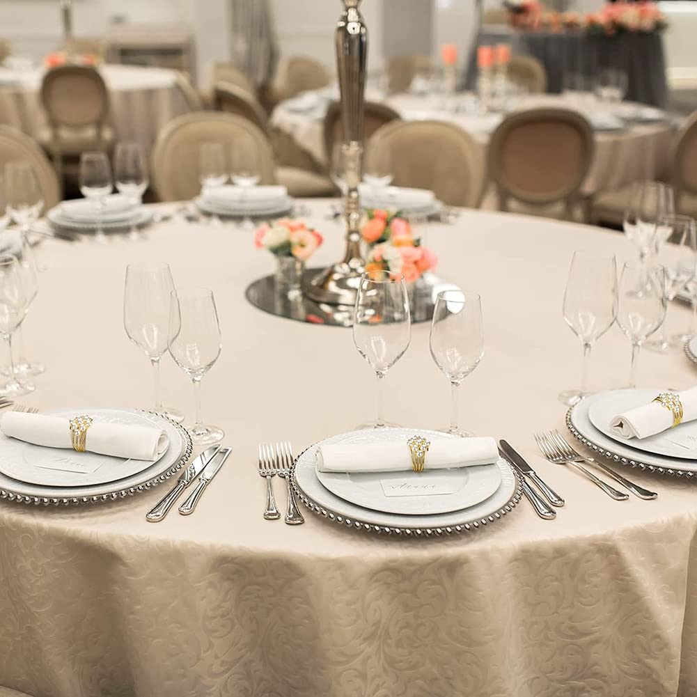 Ronds Serviette Perles Dorées Davifina - Lot 12 Pièces Décoration Table