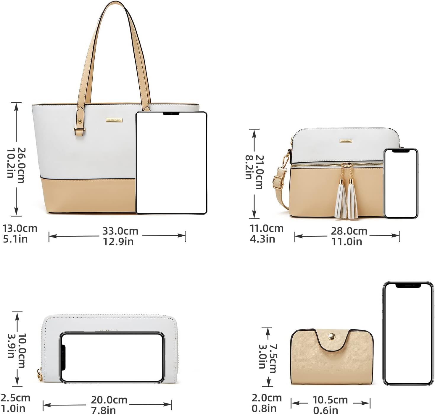 Women Fashion Handbags Wallet Tote Bag Shoulder Bag Top Handle Satchel Purse Set 4pcs - Image 4
