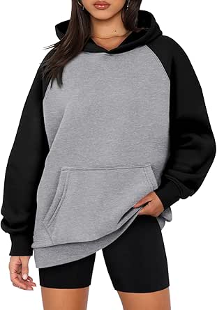 onlypuff Women Hoodies Pullover Long Sleeve Sweatshirt Kangaroo Pocket Solid Basic Top