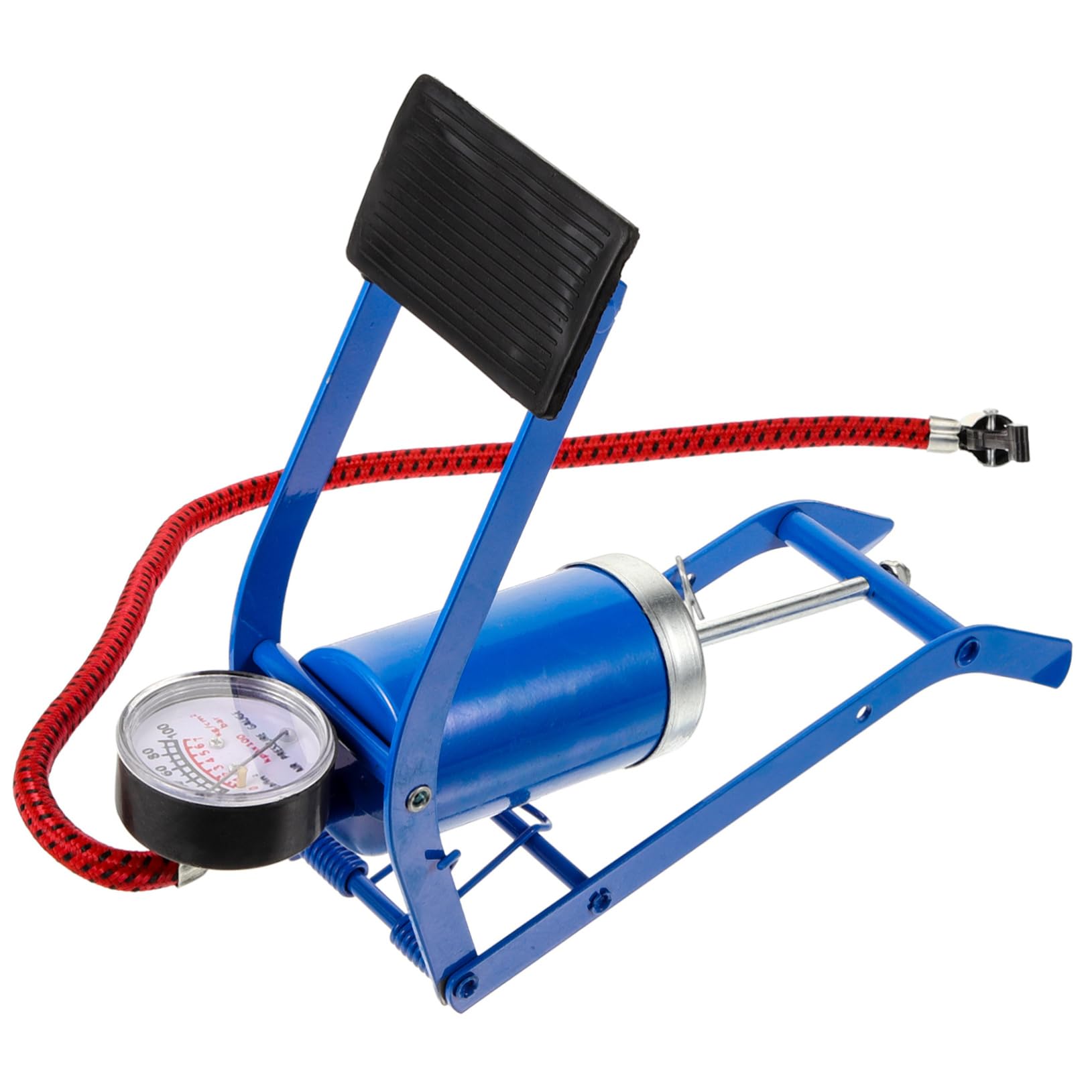 Toddmomy Fahrradluftpumpe Hochdruck Fußpumpe Luftpumpe für Bike Auto Ball Fußpedal mit Barometer Rot
