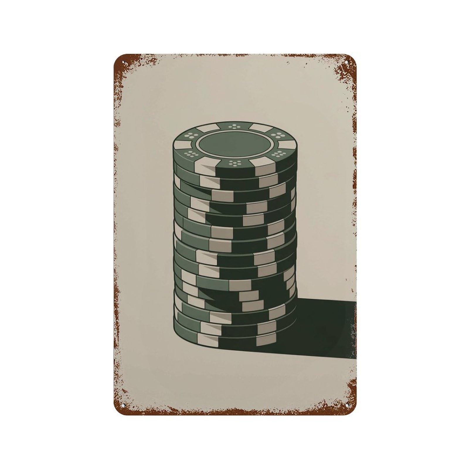 xiaoxiaoshen Poker Chips Casino Minimalist Gambling Retro Mid Century Modern Card Game Work Wall Decor Art Metal Tin Poster Modern Home Decor Art Home Bar Shop Decorations Vintage Sign 30x20cm
