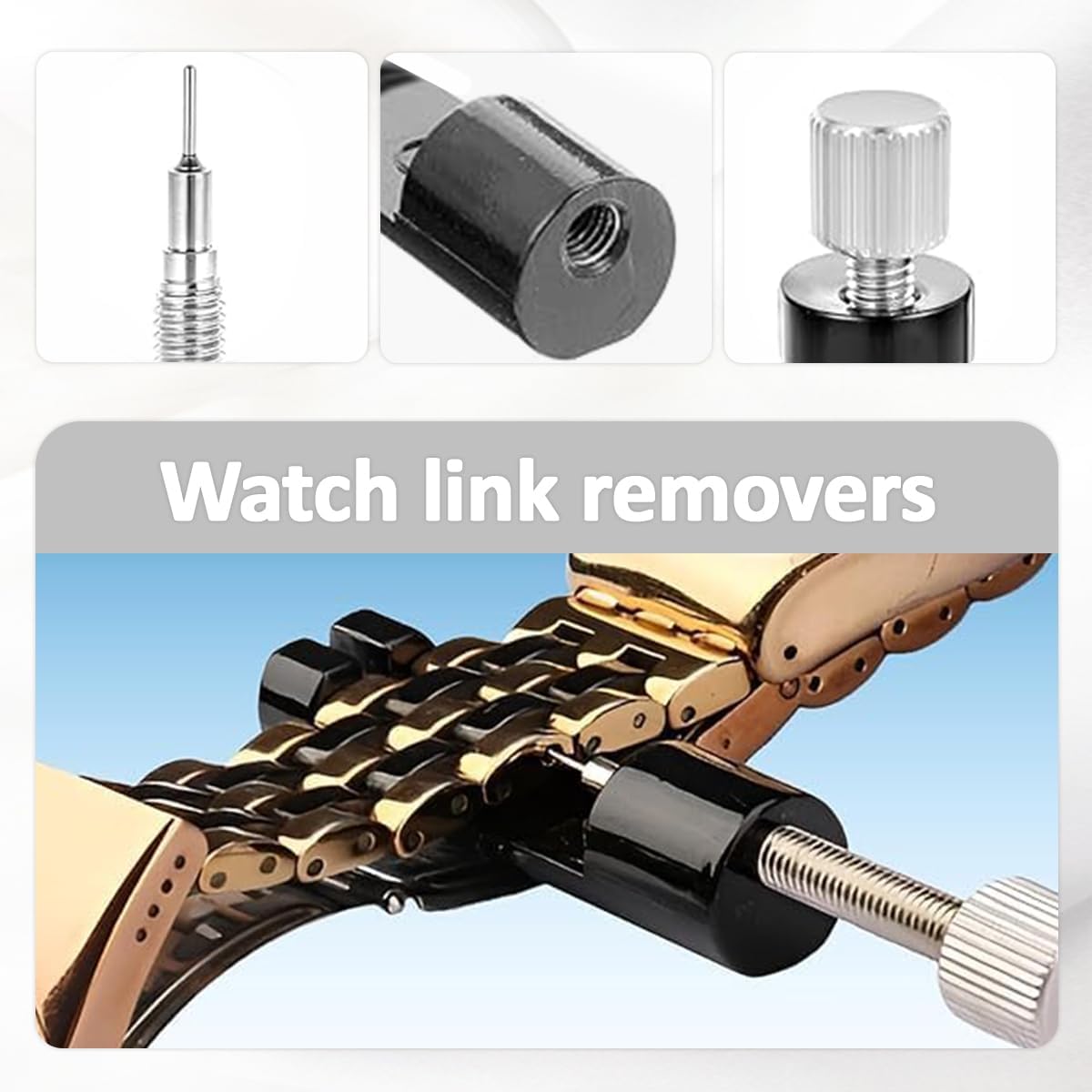 Watch Link Removal Kit, Tools to Adjust and Remove Bracelets，Pin Remover for Sizing Strap, Watches Sizing Adjustment Tool Kit for Watches Repair and Sizing, Watch Band Adjustment Tool Kit (Black)